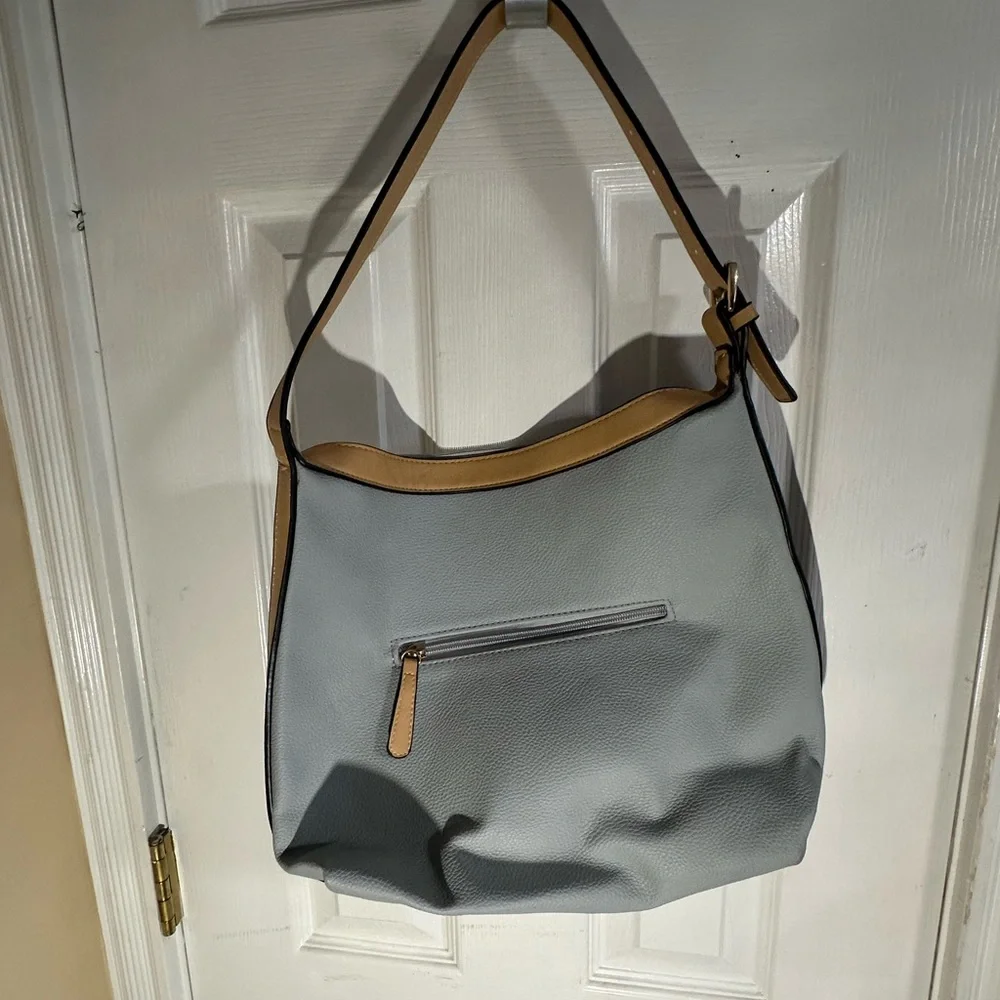 Louenhide Vegan Leather‎ Tan And blue Saddle Bag Tote